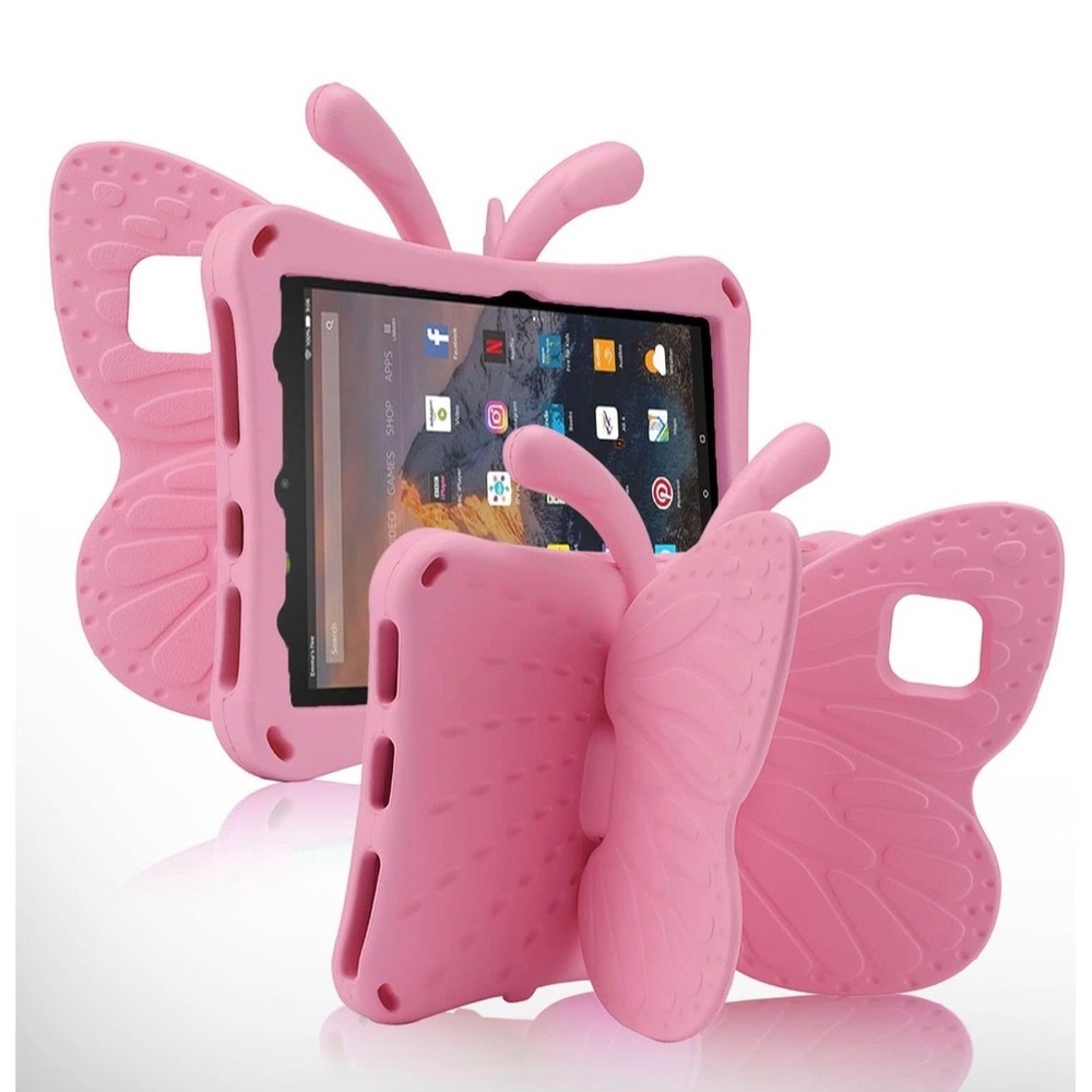 Pink Butterfly Case for Amazon Fire HD 8 Tablet 10th Gen 2020 22 Kids Shockproof